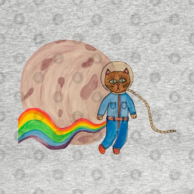 Space Cat Farting Rainbows by LuvbuzzArt